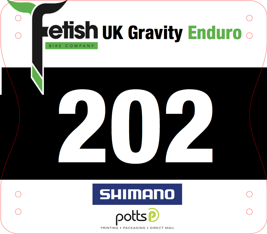 UK Gravity Enduro number board from Potts Print