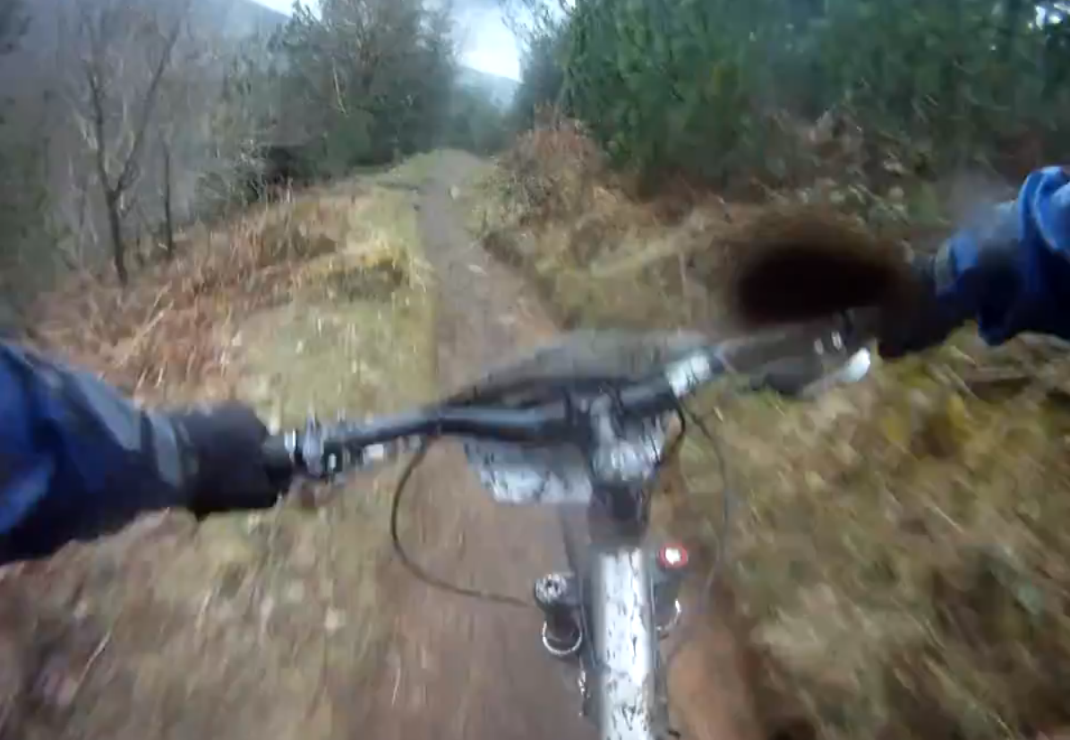 James Scott putting in a practice run on Stage 3 at Rd1 Afan, Wales